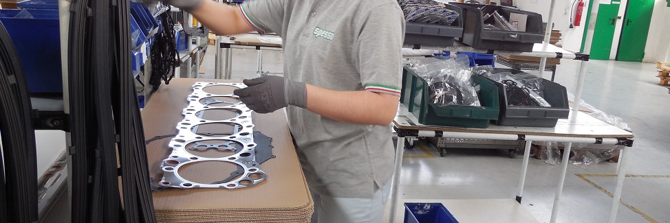Operator assembling gasket kits in the Spesso Gaskets workshop