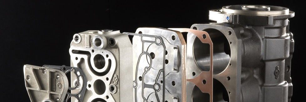 Exploded view of a truck engine compressor showing all internal components